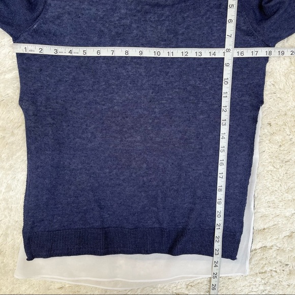 Bailey 44 navy blue linen chiffon layered top side slit size small - Picture 4 of 6